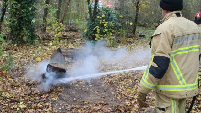 Boomstam in brand op Stokkeland