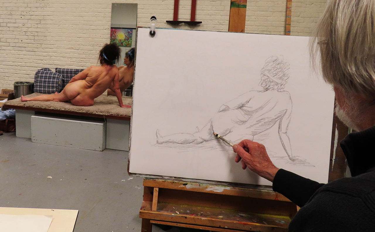 Tekenen naar model bij Atelier de Kromme Mijdrecht