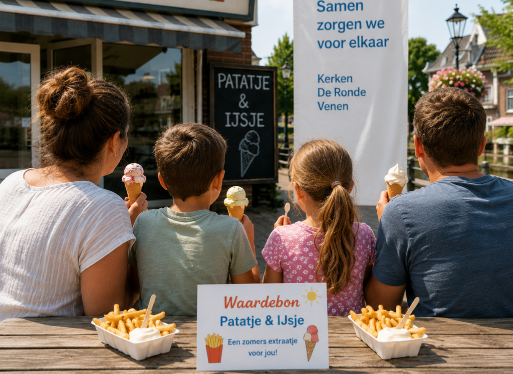 Kerken verrassen gezinnen van Voedselbank met patatje en ijsje
